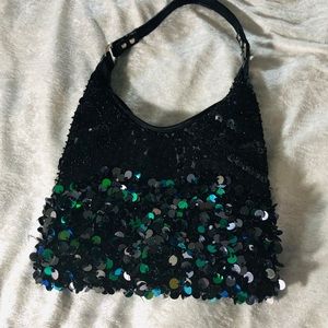 Black beaded embellished Over shoulder Purse